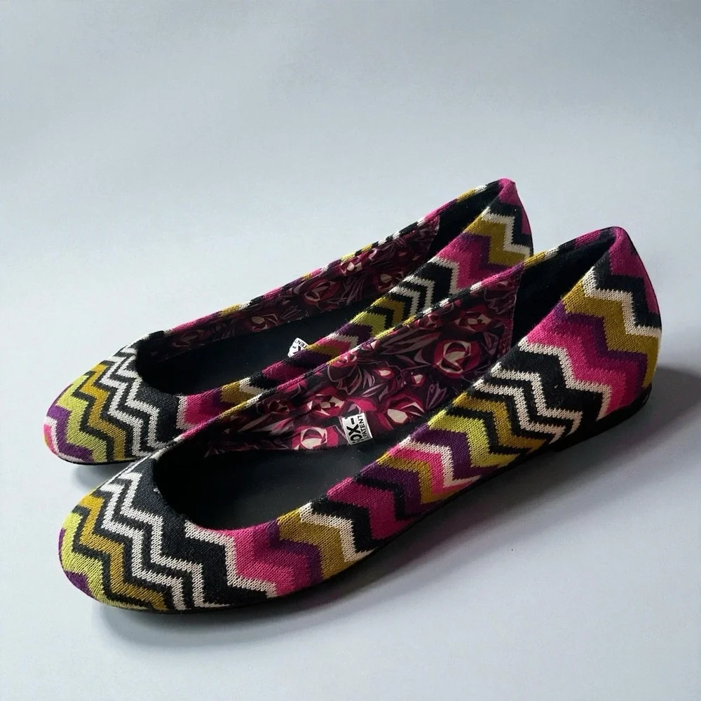 Missoni‎ For Target Pink Black Chevron Zig Zag Striped Ballet Flats Sz 9 NEW!